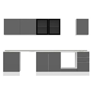 Alvinka 315x210 Cm High Gloss Mutfak Dolabı Beyaz Antrasıt M-e90s60s45-3