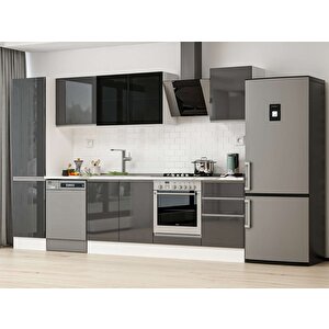 Alvinka 310x210 Cm High Gloss Mutfak Dolabı Beyaz Antrasıt Mb-e90b50s50-3 Antrasit