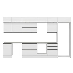 Alvinka 400x240 Cm High Gloss Mdf Mutfak Dolabı Beyaz Antrasıt Mb-e90s50s60-2