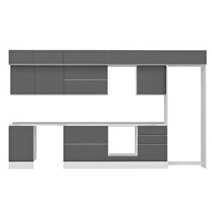 Alvinka 400x240 Cm High Gloss Mdf Mutfak Dolabı Beyaz Antrasıt Mb-e90s50s60-2
