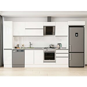 Alvinka 390x222 Cm High Gloss Mdf Mutfak Dolabı Beyaz Beyaz Mbb-e90b40s60-2 Beyaz