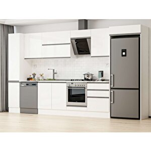Alvinka 390x222 Cm High Gloss Mdf Mutfak Dolabı Beyaz Beyaz Mbb-e90b40s60-2 Beyaz