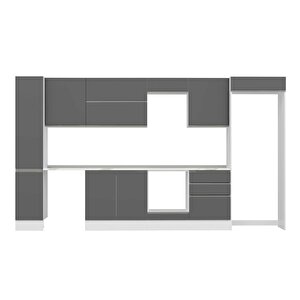 Alvinka 390x222 Cm High Gloss Mdf Mutfak Dolabı Beyaz Beyaz Mbb-e90b40s60-2