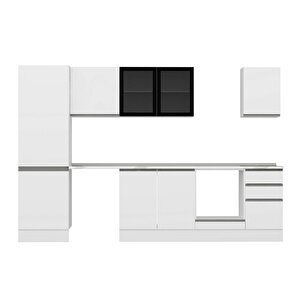 Alvinka 315x210 Cm High Gloss Mutfak Dolabı Beyaz Beyaz M-e90s60s45-3