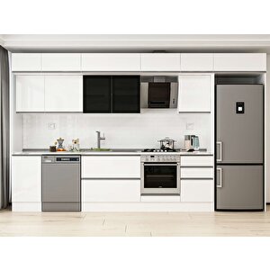 Alvinka 385x240 Cm High Gloss Mdf Mutfak Dolabı Beyaz Beyaz Mb-e90s45s50-3 Beyaz
