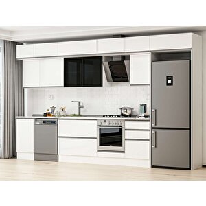 Alvinka 385x240 Cm High Gloss Mdf Mutfak Dolabı Beyaz Beyaz Mb-e90s45s50-3 Beyaz