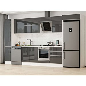 Alvinka 390x222 Cm High Gloss Mdf Mutfak Dolabı Beyaz Antrasıt Mbb-e90b40s60-2 Antrasit