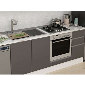Alvinka 290x210 Cm High Gloss Mutfak Dolabı Beyaz Antrasıt M-e90s40s40-1 Antrasit