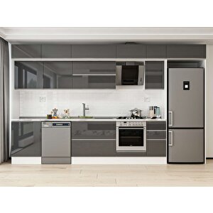 Alvinka 390x240 Cm High Gloss Mutfak Dolabı Beyaz Antrasıt Mb-e90s60s40-2 Antrasit