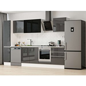 Alvinka 300x210 Cm High Gloss Mdf Mutfak Dolabı Beyaz Antrasıt Mb-e80b40s60-3 Antrasit