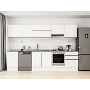 Alvinka 320x210 Cm High Gloss Mdf Mutfak Dolabı Beyaz Beyaz M-e90s50s60-1 Beyaz