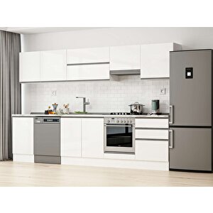 Alvinka 320x210 Cm High Gloss Mdf Mutfak Dolabı Beyaz Beyaz M-e90s50s60-1 Beyaz