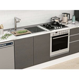 Alvinka 320x210 Cm High Gloss Mdf Mutfak Dolabı Beyaz Antrasıt M-e90s50s60-1 Antrasit