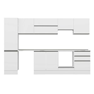Alvinka 320x210 Cm High Gloss Mdf Mutfak Dolabı Beyaz Antrasıt M-e90s50s60-1