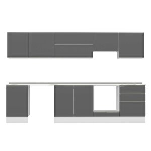 Alvinka 320x210 Cm High Gloss Mdf Mutfak Dolabı Beyaz Antrasıt M-e90s50s60-1