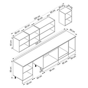 Alvinka 320x210 Cm High Gloss Mdf Mutfak Dolabı Beyaz Antrasıt M-e90s60s50-3