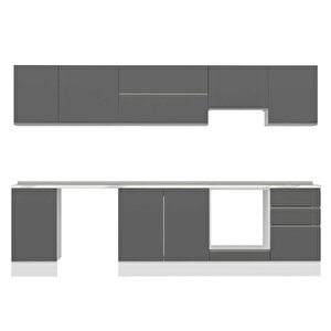 Alvinka 305x210 Cm High Gloss Mutfak Dolabı Beyaz Antrasıt M-e90s45s50-1