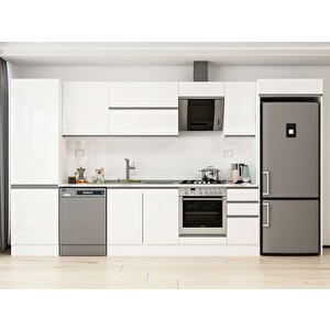 Alvinka 380x222 Cm High Gloss Mutfak Dolabı Beyaz Beyaz Mbb-e80b60s40-2 Beyaz