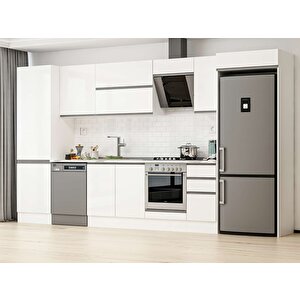 Alvinka 380x222 Cm High Gloss Mutfak Dolabı Beyaz Beyaz Mbb-e80b60s40-2 Beyaz