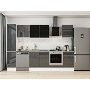 Alvinka 300x210 Cm High Gloss Mutfak Dolabı Beyaz Antrasıt Mb-e90b40s50-3 Antrasit