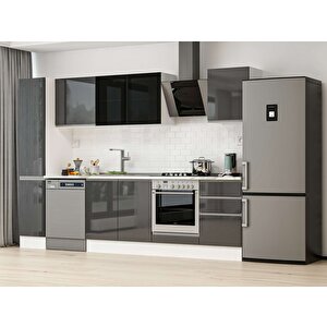 Alvinka 300x210 Cm High Gloss Mutfak Dolabı Beyaz Antrasıt Mb-e90b40s50-3 Antrasit