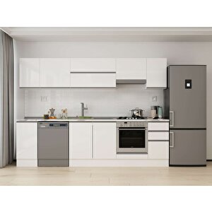 Alvinka 290x210 Cm High Gloss Mutfak Dolabı Beyaz Beyaz M-e90s40s40-1 Beyaz
