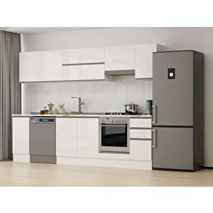 Alvinka 290x210 Cm High Gloss Mutfak Dolabı Beyaz Beyaz M-e90s40s40-1 Beyaz