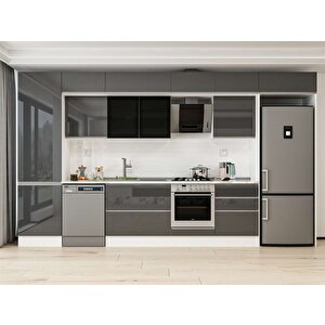 Alvinka 410x240 Cm High Gloss Mutfak Dolabı Beyaz Antrasıt Mbb-e90b60s60-3 Antrasit