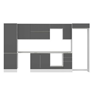 Alvinka 380x222 Cm High Gloss Mutfak Dolabı Beyaz Antrasıt Mbb-e80b60s40-2