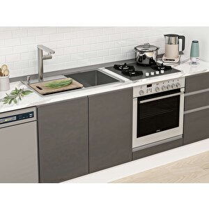 Alvinka 375x222 Cm High Gloss Mdf Mutfak Dolabı Beyaz Antrasıt Mb-e80s50s45-2 Antrasit