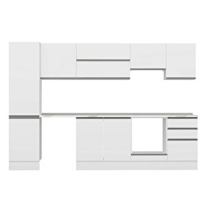 Alvinka 310x210 Cm High Gloss Mdf Mutfak Dolabı Beyaz Beyaz Mb-e90b50s50-1