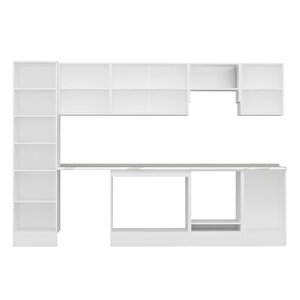 Alvinka 310x210 Cm High Gloss Mdf Mutfak Dolabı Beyaz Beyaz Mb-e90b50s50-1