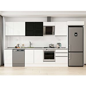 Alvinka 390x222 Cm High Gloss Mutfak Dolabı Beyaz Beyaz Mb-e90s40s60-3 Beyaz