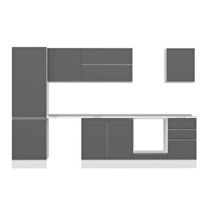 Alvinka 310x210 Cm High Gloss Mutfak Dolabı Beyaz Antrasıt Mb-e80b60s50-2