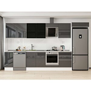 Alvinka 390x222 Cm High Gloss Mutfak Dolabı Beyaz Antrasıt Mb-e90s40s60-3 Antrasit