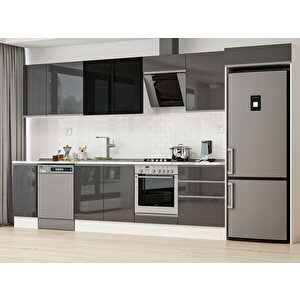 Alvinka 390x222 Cm High Gloss Mutfak Dolabı Beyaz Antrasıt Mb-e90s40s60-3 Antrasit