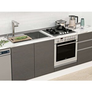 Alvinka 390x222 Cm High Gloss Mutfak Dolabı Beyaz Antrasıt Mb-e90s40s60-3 Antrasit