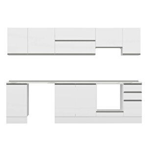 Alvinka 295x210 Cm High Gloss Mutfak Dolabı Beyaz Beyaz M-e90s45s40-1