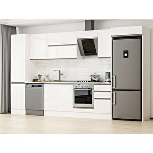 Alvinka 375x222 Cm High Gloss Mutfak Dolabı Beyaz Beyaz Mbb-e80b50s45-2 Beyaz