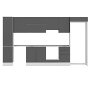 Alvinka 385x222 Cm High Gloss Mdf Mutfak Dolabı Beyaz Antrasıt Mbb-e90b45s50-1