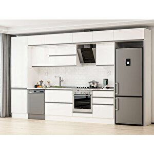 Alvinka 410x240 Cm High Gloss Mutfak Dolabı Beyaz Beyaz Mbb-e90b60s60-2 Beyaz
