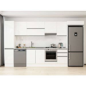 Alvinka 385x222 Cm High Gloss Mdf Mutfak Dolabı Beyaz Beyaz Mbb-e90b45s50-1 Beyaz
