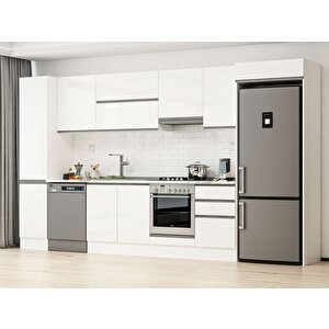 Alvinka 385x222 Cm High Gloss Mdf Mutfak Dolabı Beyaz Beyaz Mbb-e90b45s50-1 Beyaz