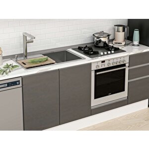 Alvinka 295x210 Cm High Gloss Mutfak Dolabı Beyaz Antrasıt M-e90s45s40-1 Antrasit