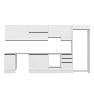 Alvinka 390x222 Cm High Gloss Mutfak Dolabı Beyaz Beyaz Mb-e90s50s50-1