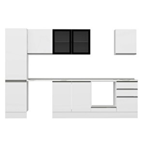 Alvinka 310x210 Cm High Gloss Mdf Mutfak Dolabı Beyaz Beyaz Mb-e90b50s50-3