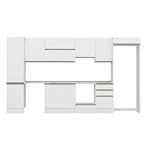 Alvinka 380x222 Cm High Gloss Mdf Mutfak Dolabı Beyaz Beyaz Mbb-e80b50s50-1