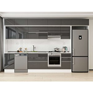 370x240 Cm High Gloss Mdf Mutfak Dolabı Beyaz Antrasıt Mb-e80s45s45-1 Antrasit