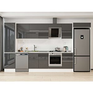 380x222 Cm High Gloss Mutfak Dolabı Beyaz Antrasıt Mbb-e80b50s50-2 Antrasit