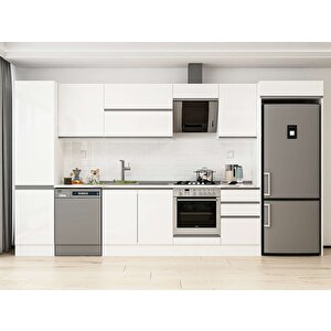 Alvinka 380x222 Cm High Gloss Mutfak Dolabı Beyaz Beyaz Mbb-e80b50s50-2 Beyaz